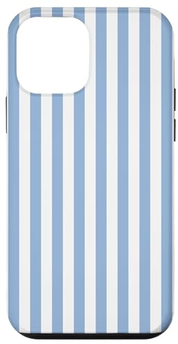 Cute Light Blue and White Striped Aesthetic Vertical Lines Case for iPhone 12 mini