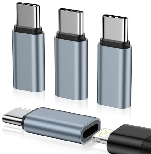 Lightning to USB C Adapter 4pack,Lightning Female to USB C Male Adapter for iPhone 17 Pro Max 16 15 Pro Max/Plus,Galaxy S24,i Pad Air, iPhone to usb c Adapter for Charging/Data Sync,NOT for Audio/OTG
