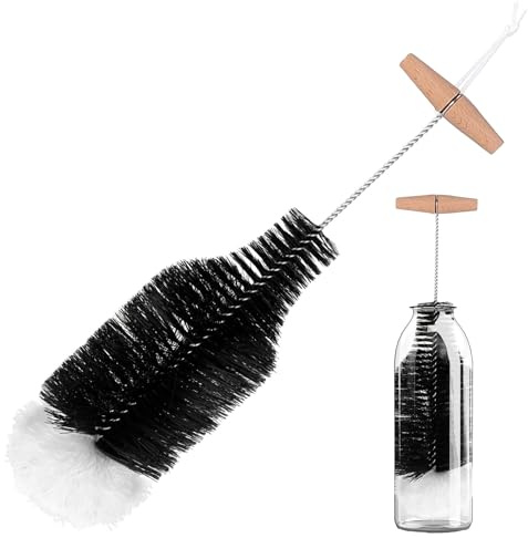 lomdung Flaschenbürste, 35cm Kratzfreie Premium Verlängert Reinigungsbürste, Flexibel Ergonomischem Flaschenbürste Kompatibel, Reinigt Kraftvoll Flaschenreiniger Bürste (Schwarz)