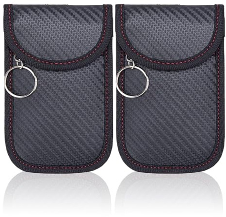 Zegnuem Funda para llaves, 2 unidades, estuche para llaves de coche, mini llavero, antirrobo, cierre de mosquetón, 12,5 x 8 cm, para mujer y hombre (negro)