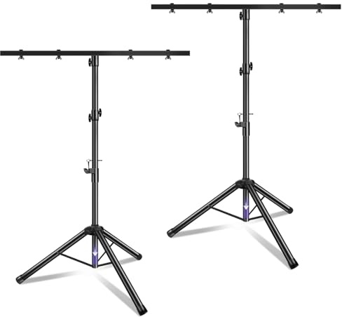 futrue-wolker 2 trípodes de luz con travesaño, 1 m - 2,5 m de altura ajustable para iluminación de escenarios y conciertos, para hasta 4 luces DJ