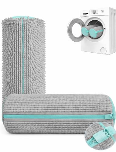 WELLTURN Pack de 2 Bolsas para Lavadora con Cremallera Bloqueable, Lavable a Máquina, Limpieza 360°, Protección para Calzado Deportivo, Gris