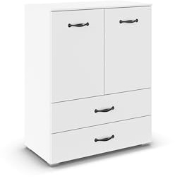 Rauch Möbel ADITIO, Kommode, Farbe Weiß, Breite 80 cm | Highboard im Landhausstill, Cottage 2-türig, 2 Schubladen, Soft-Close, für Schlafzimmer, Gästezimmer, Wohnzimmer, Garderobe