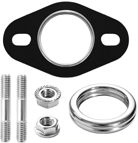 Kit Universel Joints et Goujons d'Échappement pour Scooter 50cc 2 Temps | Joint Collecteur Résistant Chaleur avec Vis M6, Kit Fixation Pot Échappement pour Scooter 2 Temps et Réparation