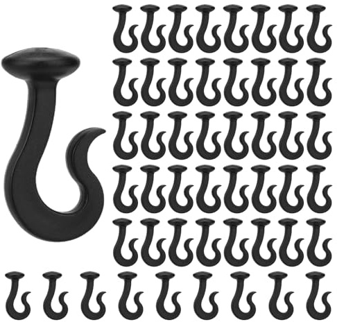 Sinbana 50pcs Gazebo Curtain Hooks, Durable Plastic Outdoor Curtain Track Hooks Practical Gazebo Accessories Suitable for Outdoor Awnings Home and Hotel Supplies (Black)