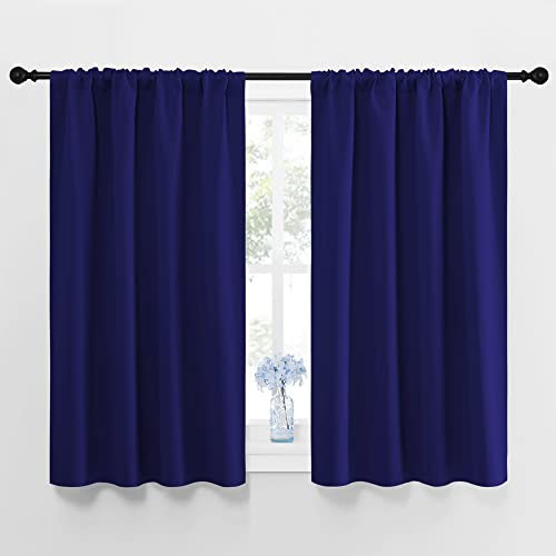 NICETOWN Navy Blue Curtains Blackout Draperies - Home Fashion Thermal Insulated Solid Drape Panels for Kid's Room, Privacy Window Dressing (1 Pair, 42 inches x 45-Inch)