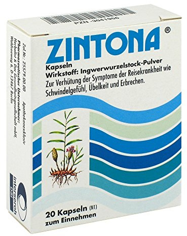 Zintona Spar-Set 3x20Kapseln. Zur Vorbeugung von Schwindel, Übelkeit und Erbrechen besonders auf Reisen; mit Ingwer; macht nicht müde;für Erwachsene und Kinder ab 6 Jahren