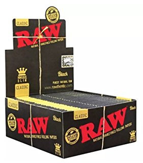 RAW Black King Size Slim Classic-50 librillos de 32 Hojas, Papel
