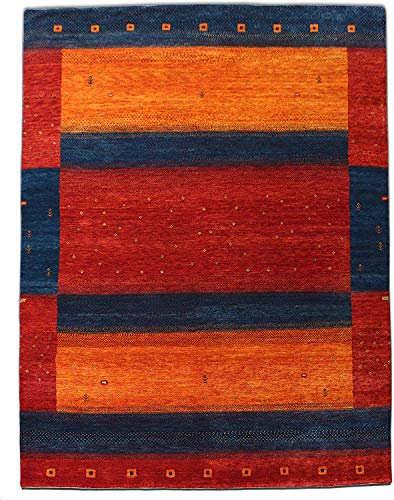 Blackamoor Rugs Made by Weaver Gabbeh Loribaft Orient Teppich, traditionelles indisches Design, Rot/Rot, Wolle, Multi, 140 x 200 cm