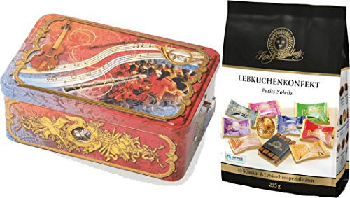 Haeberlein Metzger Mozart Dose Klassik Spieluhrdose gefüllt mit Lebkuchenkonfekt Petits Soleils 235 g.