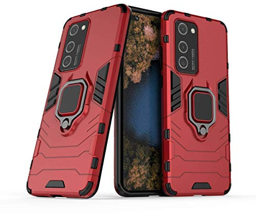 MRSTER Huawei P40 PRO Custodia, Armor Custodia con 360 Gradi Girevole Anello, Silicone TPU e PC Doppio Strato Bumper Protettiva Cover per Huawei P40 PRO. HB Red