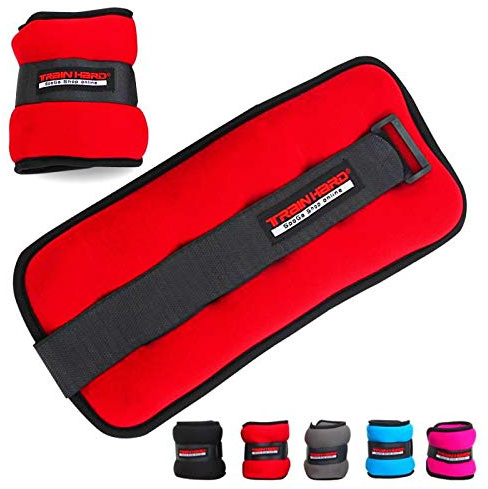 TrainHard 0.5 kg - 2 kg Gewichtsmanschetten für Hand - und Fußgelenke 2er Set - in 4 Varianten Gewichts and 5 Farben Laufgewichte (2 KG - Rot)