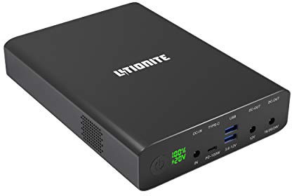 LITIONITE Venom 120W / 64.000mAh Powerbank Tragbarer Externer Akku mit LED-Anzeige - 2x DC (12-24V) - 2x USB - 1x USB-C PD3.0 100W - Ladegerät Netzteil für Smartphone/Tablet/MacBook/Computer/Laptop/PC