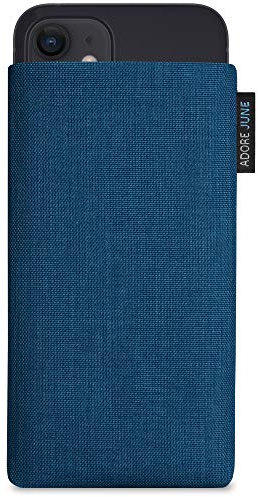 Adore June Classic Ozean-Blau Tasche kompatibel mit iPhone 13 mini/iPhone 12 mini Handytasche aus widerstandsfähigem Cordura Stoff mit Display Reinigungs-Effekt, Made in Europe