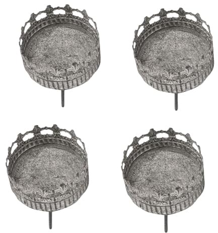 Kerzenhalter zum Stecken hellgrau 7cm x 12cm für Große Kerzen Adventsdeko