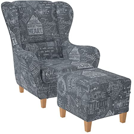 Supellex Ohrensessel »Sofia«, Design Helsinki, grau (Design-Nr.: 5245), wahlweise mit Hocker (inkl. Hocker)