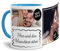 Foto-Tasse selbst gestalten mit Text & Collage für 2 Fotos - Geschenk für Familie, Freunde, Geburtstag, Weihnachten - Keramik Innen & Henkel Hellblau, 300 ml I Personalisiert