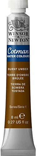 Winsor & Newton 8840081 Cotman Watercolour Paint, Studio Watercolours, Vibrant, High-Quality Colours with Very Good Processing Properties, 8 ml Tube, Burnt Umber