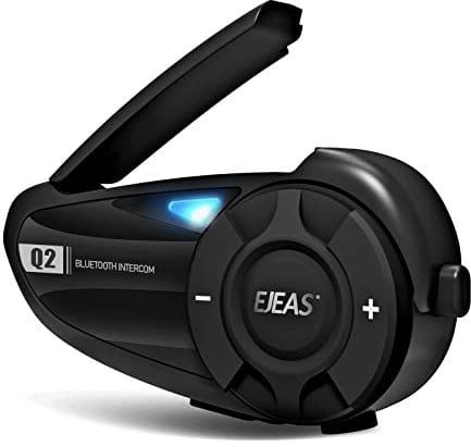 EJEAS Q2 Motorrad Gegensprechanlage, Motorradhelm Bluetooth 5.1 Headset mit FM und CVC-Rauschunterdrückung, Guter Klangqualität und Stabiler Verbindung für 2 Reiter (1 Pack)