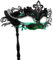 Hoshin Maskenmaske mit Stock, Mardi Gras Deecorations Venezianische Masken für Damen (Grün & Schwarz)