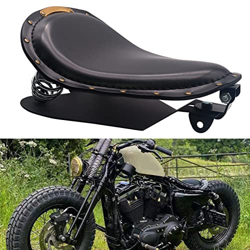 BREDUXSER Motorrad Bobber Sitz, Motorrad Solo Sitz Mit Federhalterung Grundplatte Für Sportster Achtundvierzig 48 XL883 1200 Chopper Custom