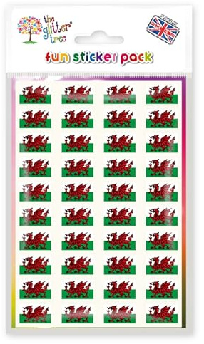 Welsh Dragon National Flag Stickers - Pack of 80 - Size 20 x 12mm - Gloss Vinyl Material - Waterproof & Weather Resistant