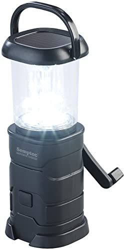Semptec Urban Survival Technology Kurbellampe: LED-Camping-Laterne, lädt per Dynamo, Solar und USB, 300 mAh, 60 Lumen (LED Kurbellampe, Kurbellampen/Dynamo Lampen, Outdoor Lampe Kurbel)