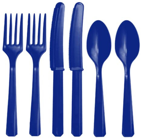 Assorted Plastic Reusable Cutlery Set 18 Pcs, Pack of 18 (Blue)