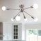 MRHYSWD Sputnik Ceiling Light Silver Modern Light Fittings Ceilings, 6 Lights Vintage Ceiling Lamp Industrial Ceiling Lights Living Room Bedroom Kitchen Hallway Bath, Without E27 Bulbs