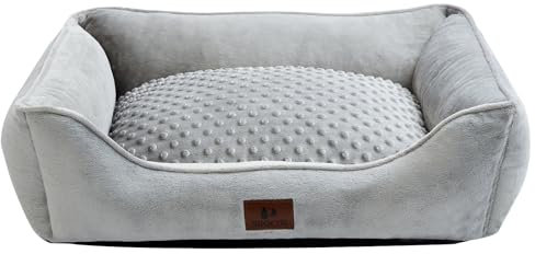 Snocyo Panier pour Chiens de Taille Moyenne et Petits, Moelleux et Douillet, Canapé Lavable, Super Doux, Gris, 55×45×16cm
