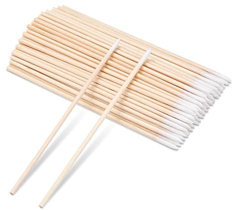Greoer 200 Count Cotton Swab, Cotton Double Swabs Pointed Tip, Cotton Swabs Wood Sticks, Cotton Tipped Applicator, Tattoo Permanent Supplies, Makeup Cosmetic Applicator Sticks (10cm)