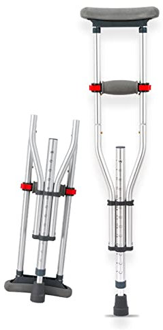 Faltbare Achselkrücken, Medizinische Aluminiumgehstützen, Orthopädische Krücken für Frauen und Männer, Höhenverstellbar, Ideal für Reisen Oder Arbeit, 1 Stück