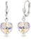 Schöner-SD 925 Silber Ohrringe Herz Kristall 10mm Damen Mädchen Crystal Aurora Boreale
