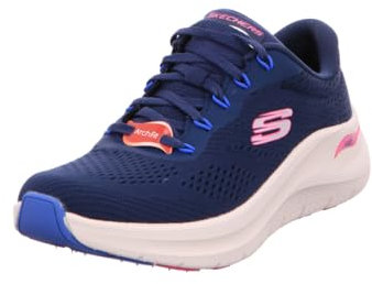Skechers Damen Arch Fit 2.0 Big League Low-Top-Sneaker, Marineblaues Netzgewebe in Hot Pink und Blau, 38 EU