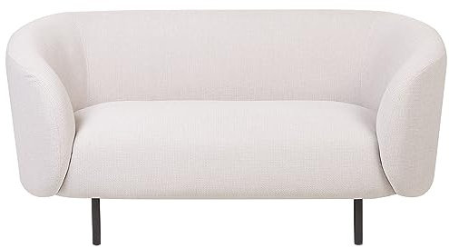 Beliani Sofa im Art-Déco-Stil mit Armlehnen Metallgestell Stoff beige/schwarz Loen