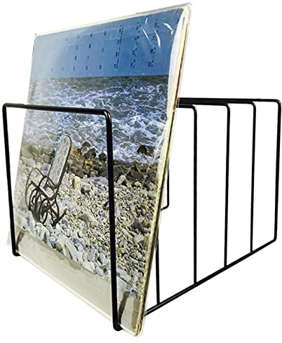 Uozonit - Soporte organizador de libros de hierro negro - Soporte de almacenamiento de discos de vinilo, soporte de libro, organizador de facturas y de