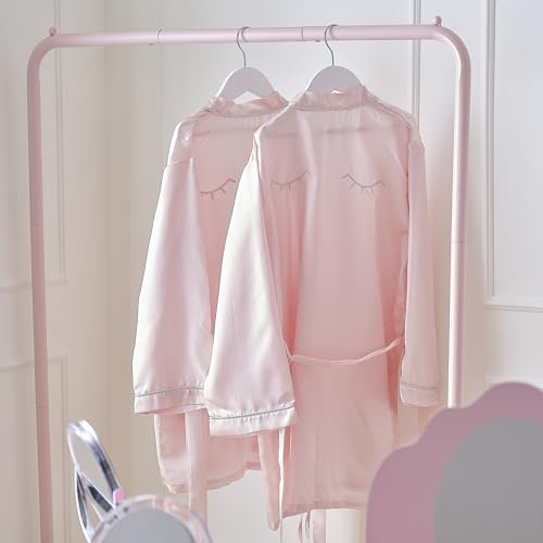 Ginger Ray Robe en satin rose avec détails brodés pour les yeux endormis pour filles de 7 à 9 ans