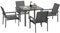 Outsunny - Juego de mesa y sillas para jardín, 5 piezas, con 1 mesa de comedor y 4 sillas, bandeja de cristal templado con agujero para sombrilla, color gris