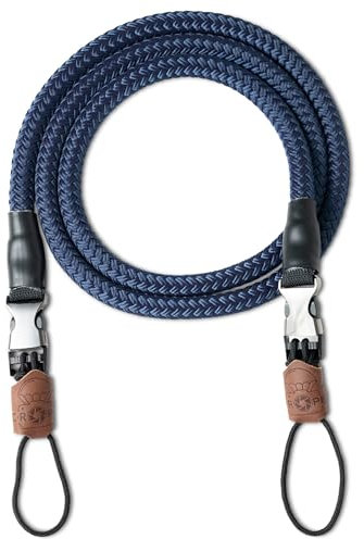 C-Rope Kameragurt CLIMBER aus recyceltem Kletter-Seil, Umhängegurt, für alle Kameras (handgefertigt made in Germany) (Blau, 100cm)