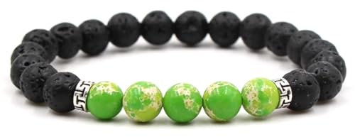 Wycian Armband Grüne Steine, Männer Armband 19 cm Perlen Zirkonia Kristall Metalllegierung Mode Zwei Arten Von Perlen 19cmx8mm Elastisch 1er Naturstein