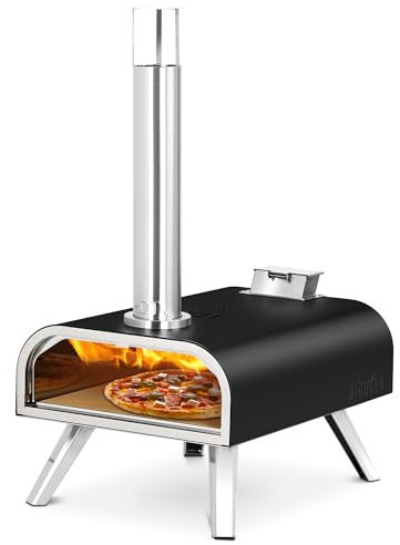 BIG HORN OUTDOORS Four à pizza à granulés de bois de 40,6 cm, poêle à pizza portable en acier inoxydable avec pierre à pizza pour extérieur, jardin, cuisine