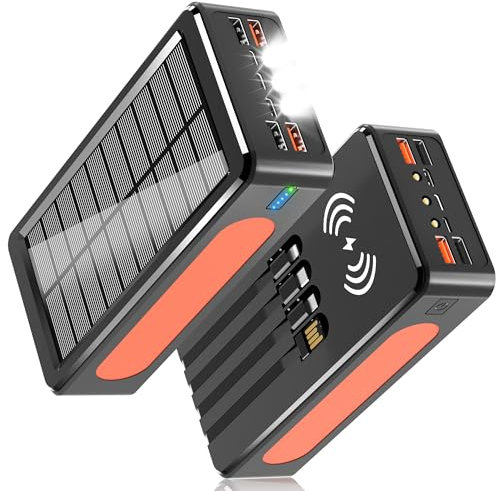 2025 56800mAh 65W Huge Capacity Portable Power Bank Battery Pack, 11 Charging Ports USB-C Fast Charging Phone Charger, Outdoor Solar Charger with LED Display&Flashlight