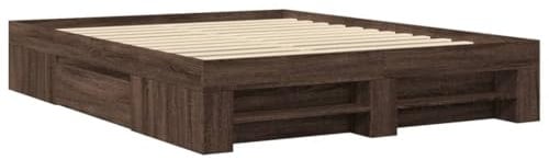 vidaXL Bettgestell, Bettrahmen mit Lattenrost, Schlafzimmerbett Bett mit Stauraum, Doppelbett für Schlafzimmer, Braun Eichen-Optik 160x200cm Holzwerkstoff