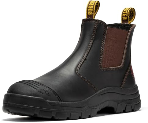 ROCKROOSTER Men's Stylish Steel Toe Safety Chelsea Work Boots AK229RB-09.5