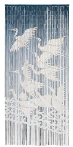 TTM BAMBOO White Stork Beaded Wooden Curtain - Sturdy Wood Beads for Doors, Closets, Room Dividers, and Home Decor, Handcrafted Artistry with a Unique, Nature-Inspired Design (79'' L x 36'' W)