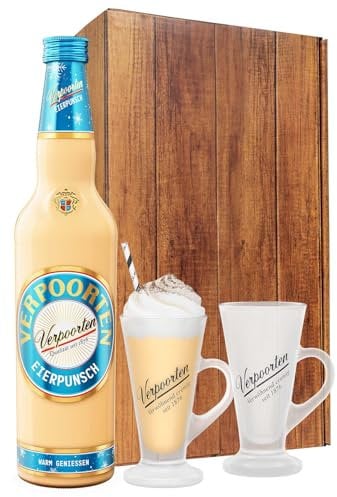 Geschenkset bestehend aus 0,7 L VERPOORTEN EIERPUNSCH 11%vol & 2 exklusiven VERPOORTEN Punsch-Tassen
