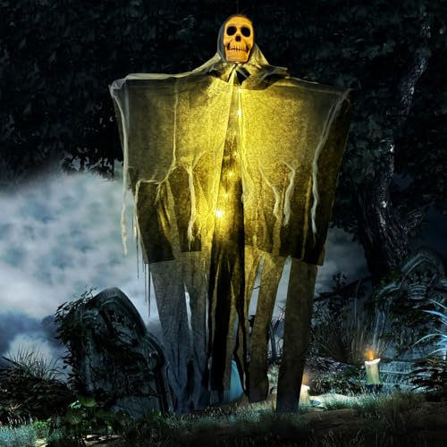 Halloween Deko Geister Leuchtend, Halloween Deko Skelett Gruselig Geist mit Licht, Halloween Deko Horror Totenkopf Geist Schädel, für Innen Outdoor Garten Halloween Deko, Halloween Party Dekoration