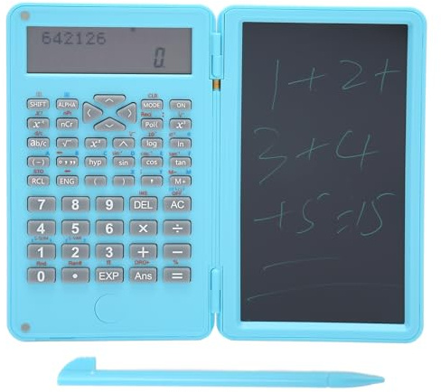 Tragbarer Wissenschaftlicher Taschenrechner mit Notizblock-LCD-Display, Blauem, Mattem Bildschirm für Büro und Schule (Himmelblau)