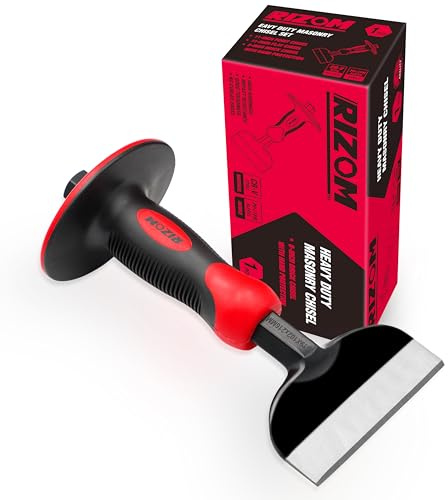 Rizom 8-Inch Rock Chisel, Ston Chisel with Hand Protection, Heavy Duty Masonry Chisel for Carving Scaling Breaking Hounding