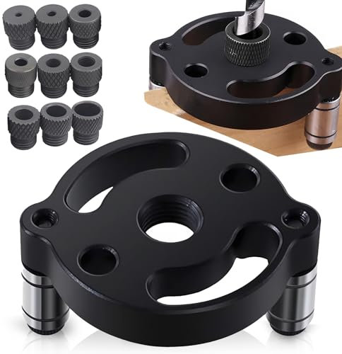 Bohrhilfe Senkrecht Bohren, Dübellehre Selbstzentrierend mit 2/3/4/5/6/7/8/9/10mm Bohrbuchsen Vertikale Pocket Hole Jig Kit Bohrlehre Lochreihe Bohrschablone Möbelbau